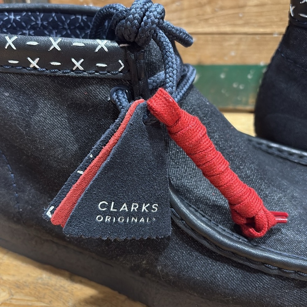 Brand new unworn denim discontinued Clark Wallabee. Multiple sizes available. - Picture 3 of 6